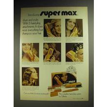 1972 Gillette Super Max Hair Dryer and Styler Ad