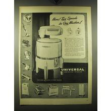 1947 Universal 2-speed Washer Ad - Now! Two speeds in one washer