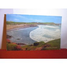 CROOKLETS BEACH & COMPASS POINT, BUDE, CORNWALL .. used postcard 1974 pm #