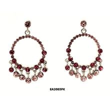 Crystal Single Line Big Diamond Cut Tear Drop - Pink - ER-EA2083PK
