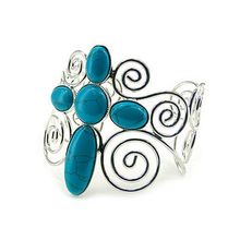 Cuff Bracelets - Beaded Cross Bracelets -Turquoise Color - BR-OB01951RD