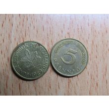 1989d 5 Pfennig Germany Coin