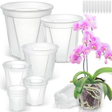 Clear Nursery Pots with Drainage 10 Pack, 10"/8.5"/7"/6"/5"/4" Plastic Orchid Nu