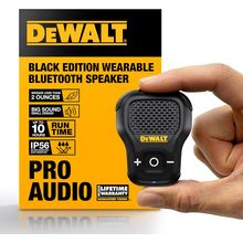 DEWALT Wearable Bluetooth Speaker [Onyx Edition - Black] Clip-On Wireless Jobsit