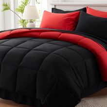 Anluoer Queen Comforter Set 7 Piece, Reversible Bed in a Bag Queen Size, Lightwe