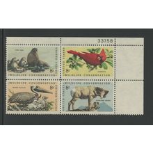 US 1467a (1464-1467), 1972 Wildlife Conservation, UR PBof4, VF, MNH (US444)