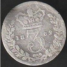 1862 Great Britain 3 Pence Silver Coin