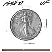 1938-D US Silver Walking Liberty Half Dollar VF Grey Sheet $80.00