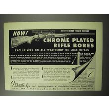 1950 Weatherby De Luxe Rifle Ad - Chrome Plated Bores