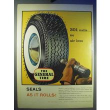 1956 General Nygen Tire Ad - 301 Nails No Air Loss