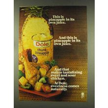 1977 Dole Chunk Pineapple Ad - In Its Own Juice