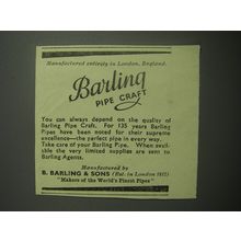 1948 Barling Pipes Ad - Manufactured entirely in London, England