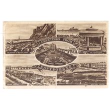 multiview, EASTBOURNE, SUSSEX used vintage postcard.by Lansdowne 1951 pm