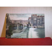 THE WEIRS & PULTENEY BRIDGE, BATH.SOMERSET. used antique postcard 1906 pm =