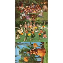 Taihiti Dancer Hula Girls Show 3x Hawaii Glamour Postcard s