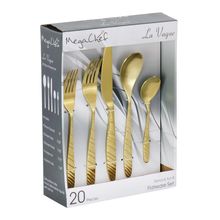 Megachef La Vague 20 Piece Flatware Utensil Set, Stainless Steel Silverware M...