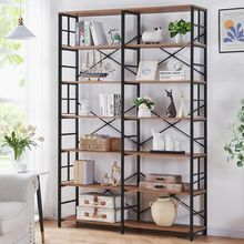 HOMISSUE Bookshelf, Industrial Double Wide 7-Tier Bookshelves, 84" Tall Bookcase
