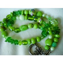 Christian Dior Necklace Murano Venetian Lampwork Green Glass Bead Vintage Chain