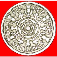 UNCOMMON: UNITED KINGDOM ★ 2 SHILLINGS FLORIN 1954! LOW START ★ NO RESERVE!