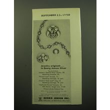 1950 Georg Jensen Advertisement - Choker, Brooches and Ring