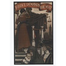 Justice Demands The Vote UK Suffrage League Suffragettes Poster Postcard