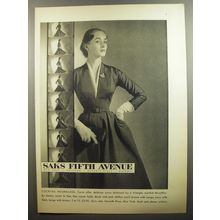 1952 Saks Fifth Avenue Denby Junior Dress Ad - Cocktail hourglass