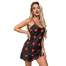 Evening Dress Women's Lingerie Print Satin Sleepwear Sleeveless Summer Attractiv