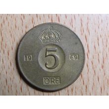 Sweden 1969 5 Ore Coin