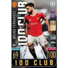 Bruno Fernandes 100 Club Topps Match Attax Chrome 2021/22 Card #188