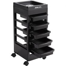 Beauty Salon Trolley Cart, Plastic Salon Rolling Cart for Stylist with 5 Rem...