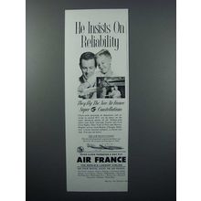 1956 Air France Air Lines Ad - Insists on Reliability