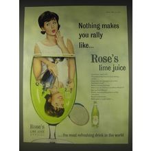 1962 Rose's Lime Juice Cordial Ad - Nothing makes you rally like