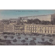 Oran La Pace De La Republic Et Hopital Algeria Antique Colour Postcard