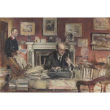 Royal Academy Of London Arts Gallery Secretary Room WW2 Painting Postcard