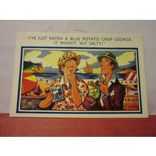 SAUCY SEASIDE POSTCARD unused H.B. Ltd no 8020 humour crisps salt bag =