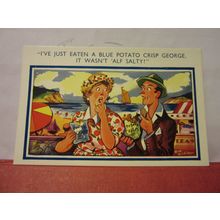 SAUCY SEASIDE POSTCARD unused H.B. Ltd no 8020 humour crisps salt bag