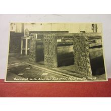WOOD CARVINGS, KILKHAMPTON, CORNWALL unused vintage postcard /