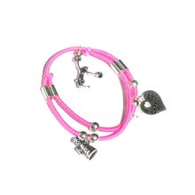 Pink Cheerleader Bracelet with 3 cheer leading Charms