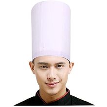 White Chef Hat 9". Pack of 24 Paper Chef Hats for Adults, Disposable Paper Ch...