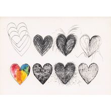 Jim Dine Eleven Hearts With Watercolour Painting Postcard