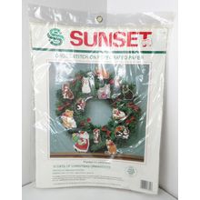 Sunset Dimensions 12 CATS of CHRISTMAS ORNAMENTS Cross Stitch Kit #18310 - New