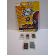 Nestle 2002 Golden Grahams SPIDERMAN Cereal Box & Set 4 +1 Web Shooters Sealed