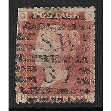 GB 1858 QUEEN VICTORIA 1d RED PLATE 149 OF USED SG43/44 " PG "