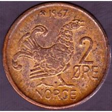 1967 Norway 2 Ore Coin