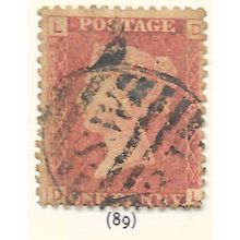 1d PENNY RED QV GB PLATE NUMBERS USED PL No 89