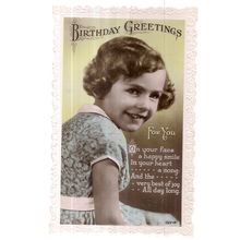 BIRTHDAY GREETINGS .used vintage postcard RP 1938 postmark