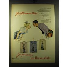 1947 Van Heusen Shirts Ad - You get across in stripes