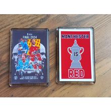 2024 FA Cup Final Programme / Manchester is Red fridge magnet set: United v City