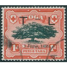 Tonga 1899 1d black & scarlet Royal Wedding SG54b used