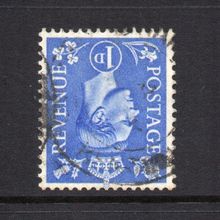 George VI - 1950-52 - 1d Light Ultramarine (sg504wi) Inverted Wmk, Used